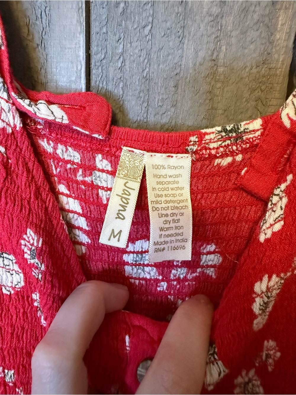 Japna Red Floral Button-Front Sundress - Picture 3 of 3